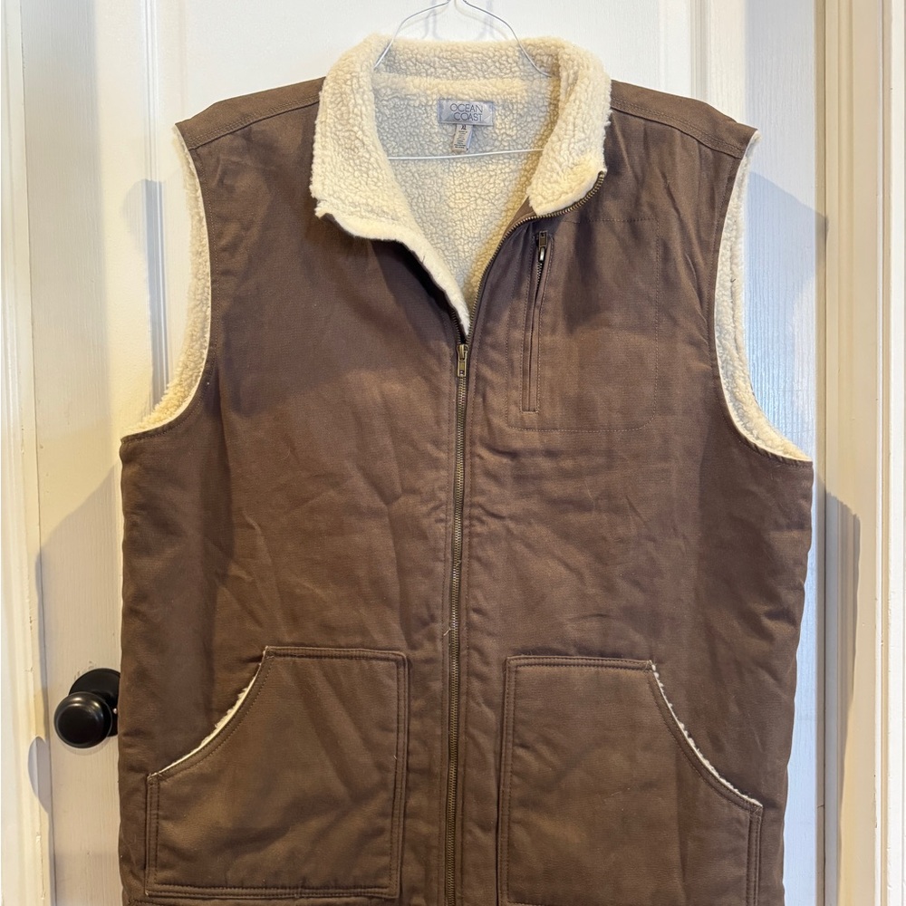 Men's Brown Sherpa-Lined Vest